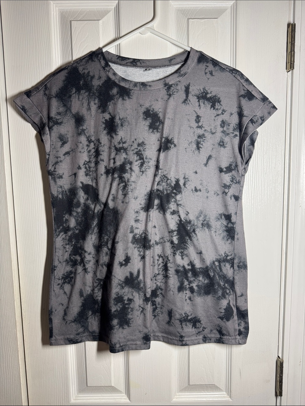 Women's Black Tie-Dye Short Sleeve Top